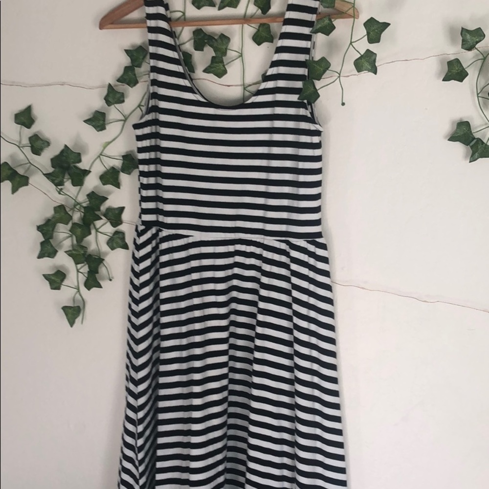 black and white striped dress
